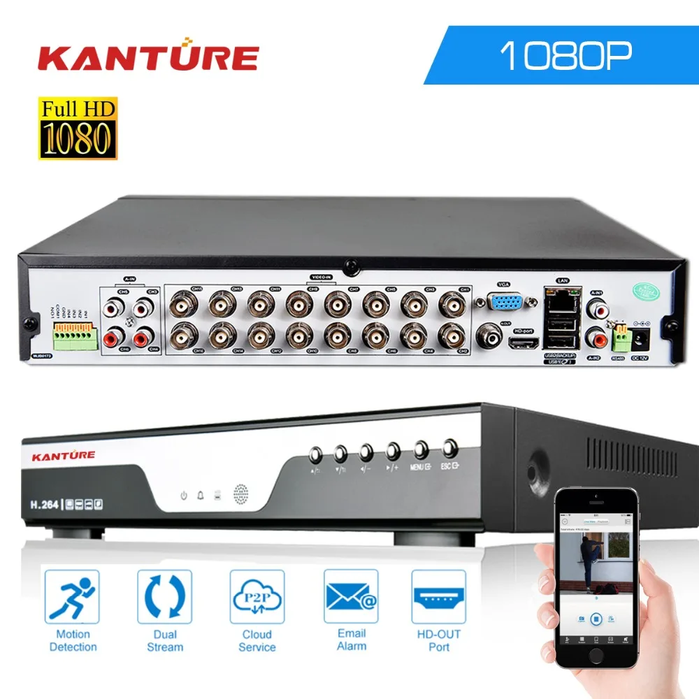 KANTURE Full HD 16 каналов 1080P AHD DVR рекордер 16CH 6 в 1 NVR CVI 1080p USB 3G WIFI сигнализация P2P просмотр