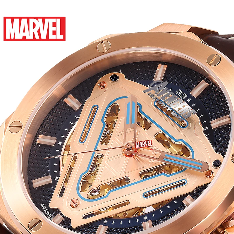 Marvel Мстители железные Мужские автоматические механические водонепроницаемые часы мужские светящиеся полностью стальные сапфировые зеркальные роскошные часы Дисней