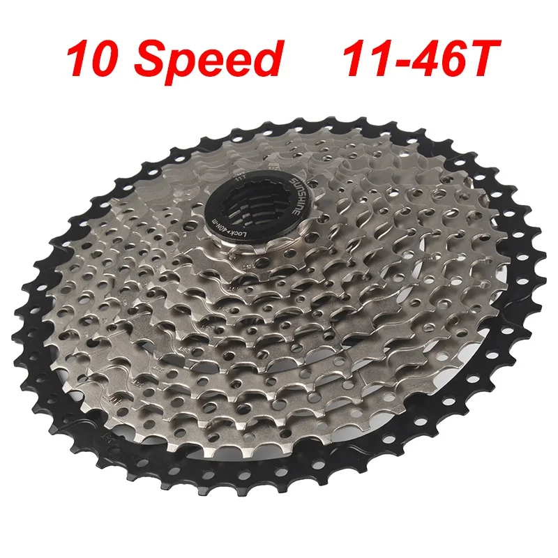 10 скоростей 11-40/46T MTB велосипед кассета свободного хода широкоугольная велосипедная Звездочка кассета свободного хода горный велосипед кассета свободного колеса - Цвет: 10S 11-46T Black
