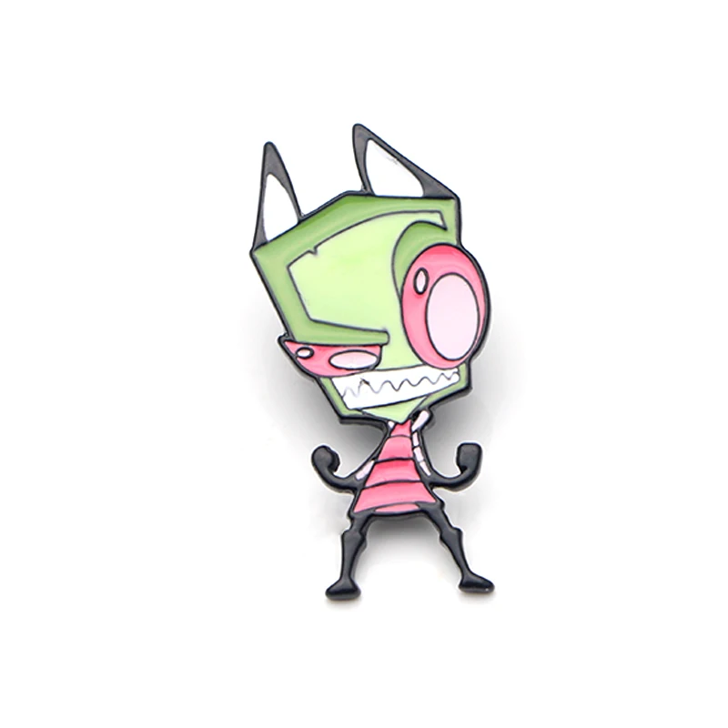 3 P3835 Dongmanli Забавный захватчик ZIM Alien металлические эмалированные броши и коллекция булавок Нагрудный значок для рюкзака воротник ювелирные изделия - Окраска металла: 3