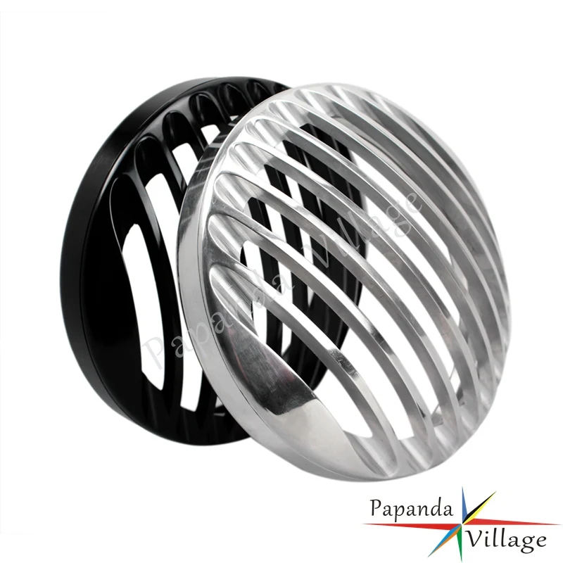 Черный мотоцикл 5 75 &quotПередняя Ретро фара гриль защита на заказ Гриль Крышка для