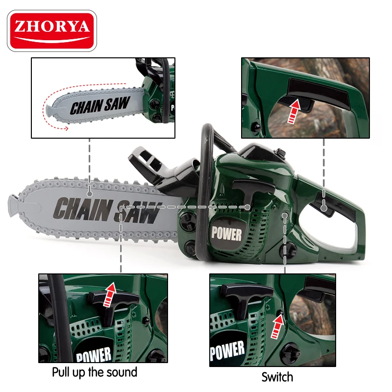 

Zhorya Pretend Play Repair Tool Rotating Chainsaw with Sound Educational Toys Simulation Garden Tool Toys for Boys Children