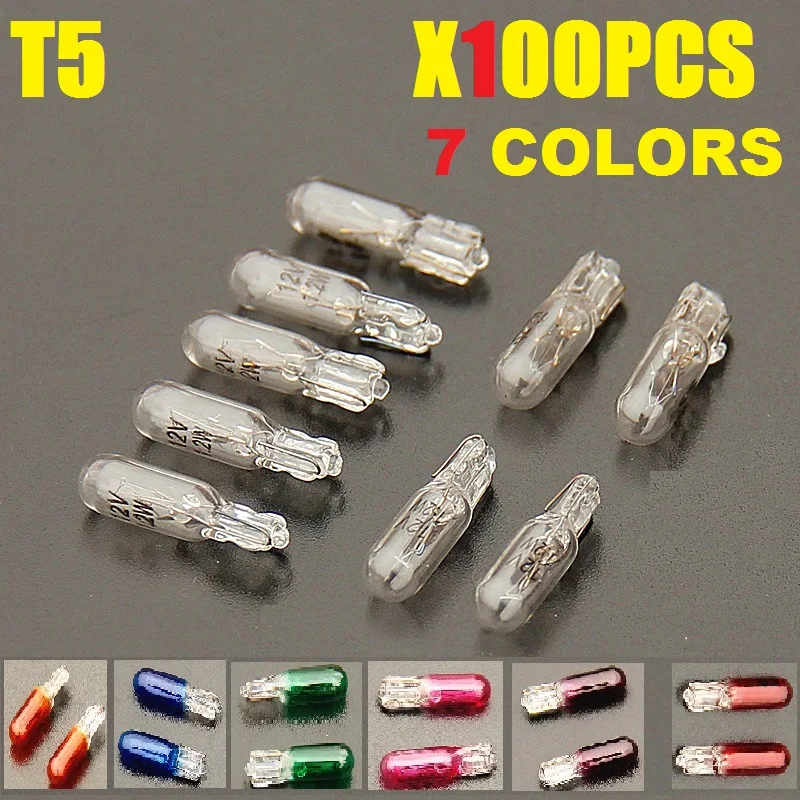 100 шт 286 T5 DC 12V 1,2 W W1.2W W2x4.6d автомобильный клиновидный приборный светильник T5 стеклянный автомобильный светильник