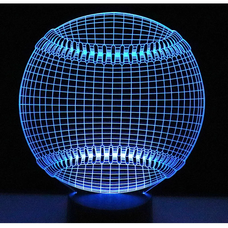 

3D LED ночник Бейсбол с 7 видов цветов свет для украшения дома лампа потрясающая визуализация Оптическая иллюзия