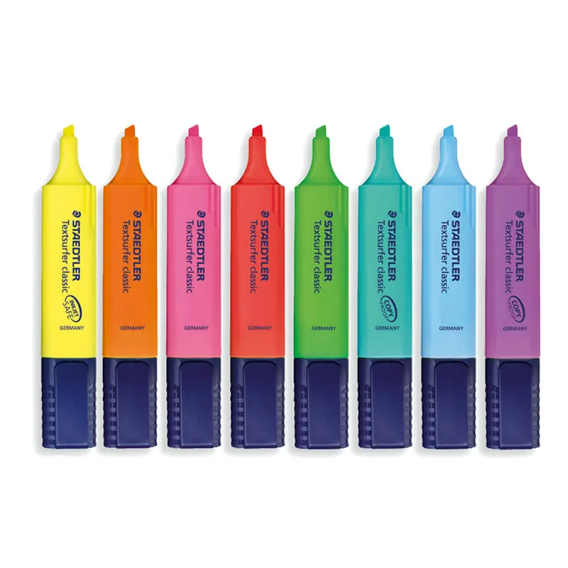 8Pcs Each Color 1pc 5 шт. Staedtler Textsurfer классический хайлайтер 364 неоновая ручка синий/красный/желтый/розовый/фиолетовый/оранжевый/зеленый/светло-синий цвет - Цвет: 8Pcs Each Color 1pc
