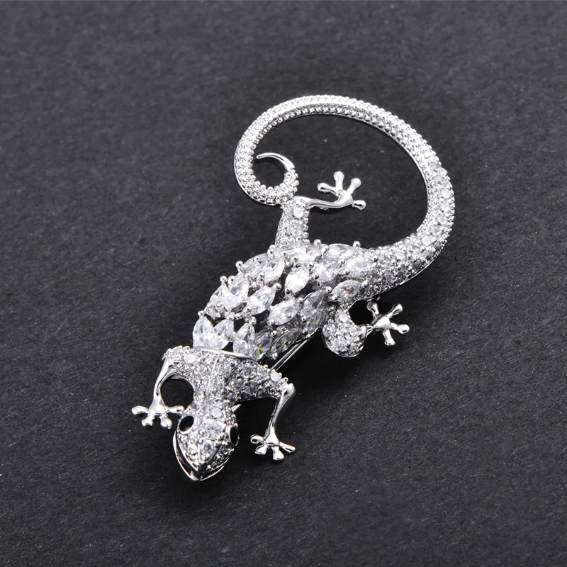 Blucome Изысканная брошь ящерица полный кубический циркон животных Ювелирные