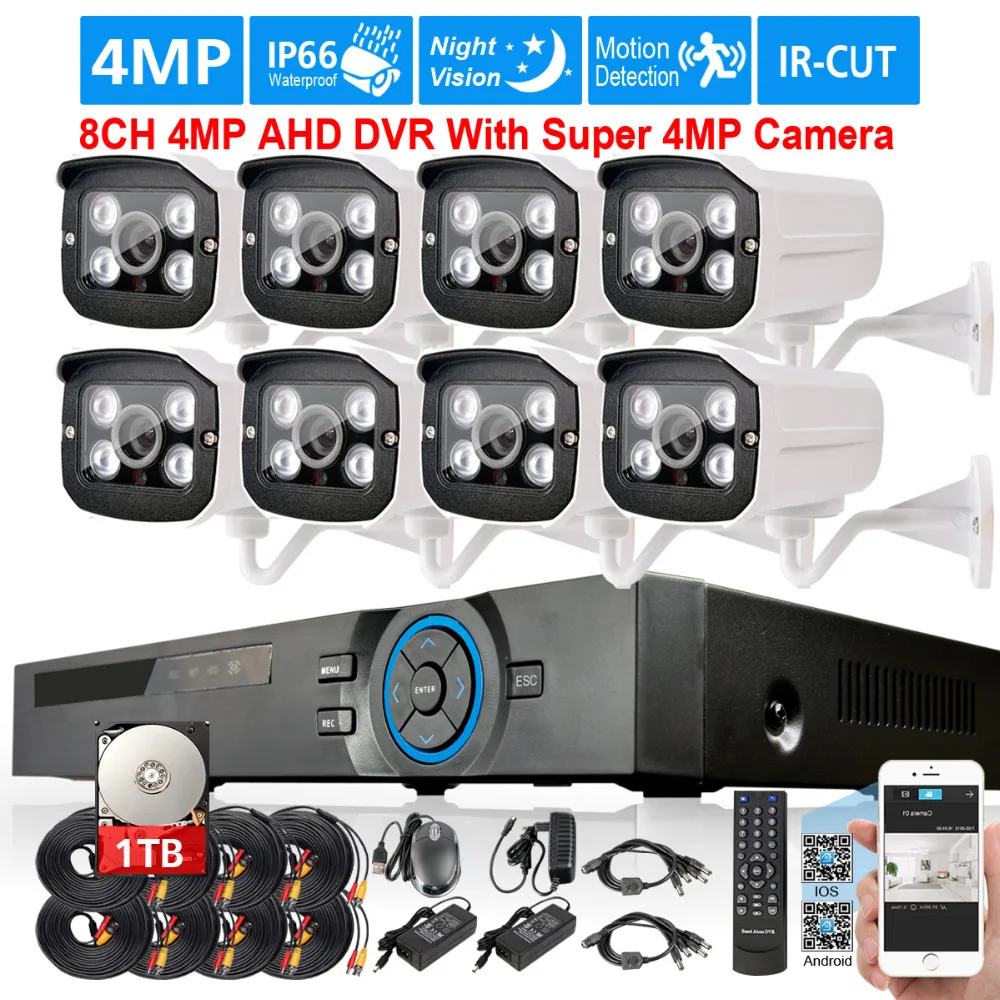 4mp безопасности Камера Системы 8ch комплект видеонаблюдения 8x4 Мп CCTV Массив
