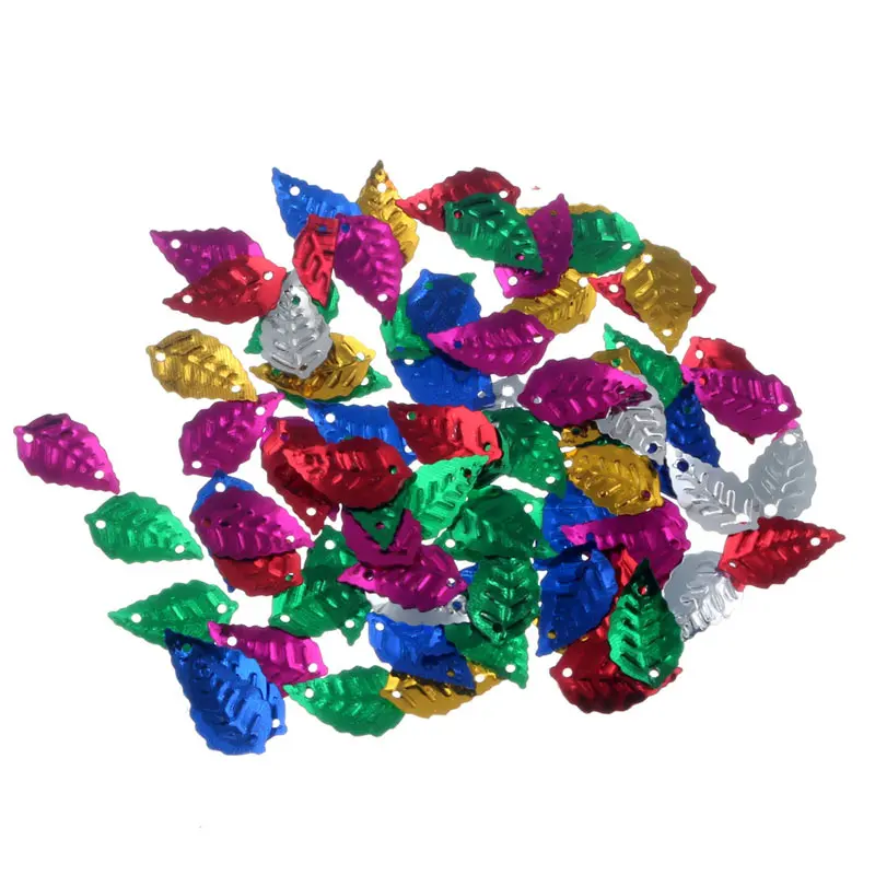 Пайетки плоские с перфорированными листьями из акрила 30 г | Дом и сад