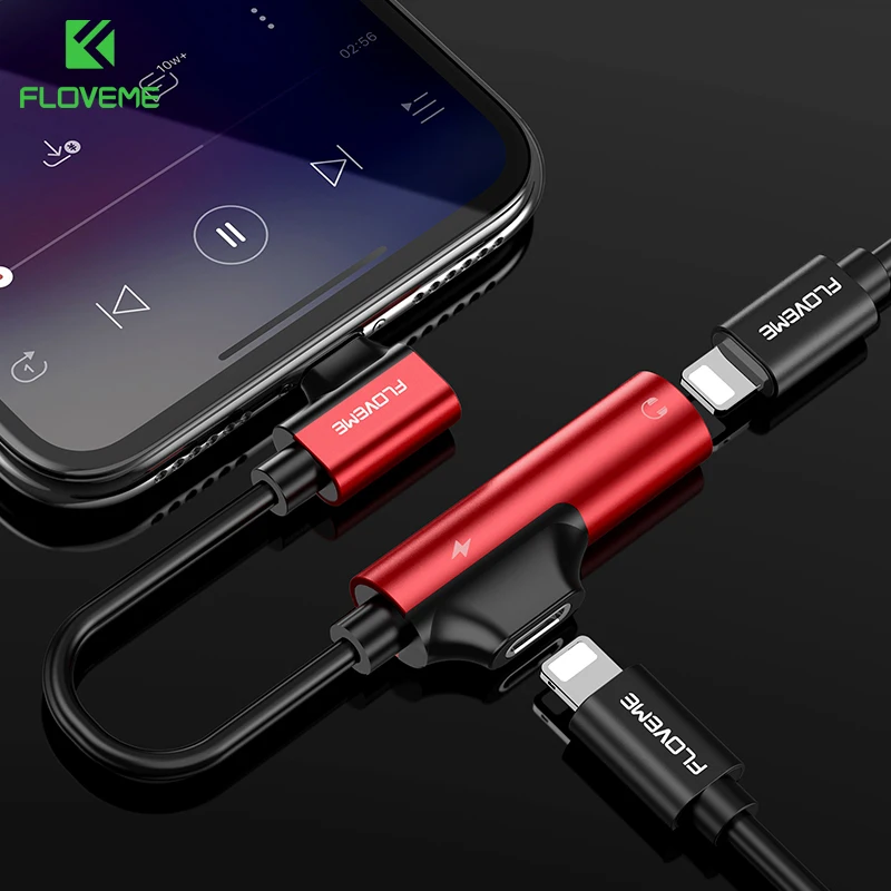FLOVEME 2 в 1 аудио адаптер для зарядки iPhone X 7 8 plus кабель наушников сплиттер адаптеры