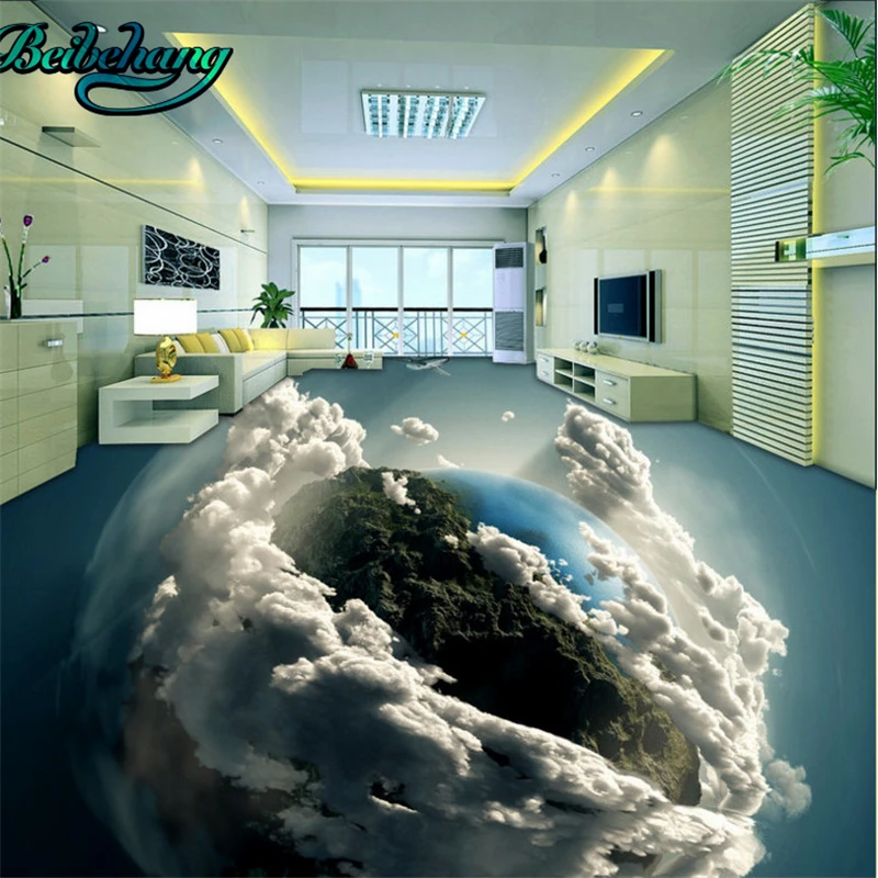 

beibehang Large Custom Wallpaper Mural 3D Earth Bathroom Living Room Floor Tile Three-dimensional Painting