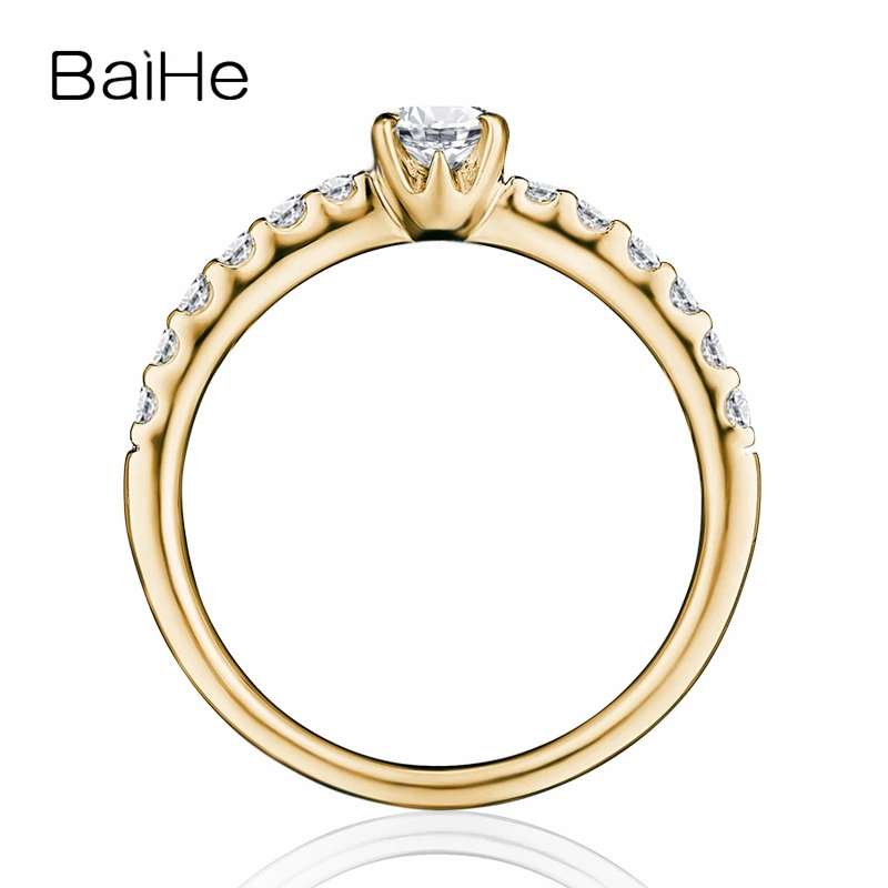 BAIHE Solid 10 K белое золото около 0.25ct Сертифицированный круглый разрезанный муассанит обручальное женское модное модный подарок для ювелирных изделий Кольцо