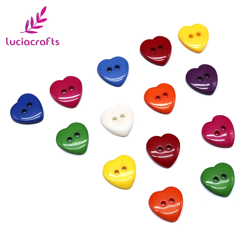 Lucia crafts 50 24 шт 12 15 мм случайно смешанные в форме сердца Кнопки из смолы DIY