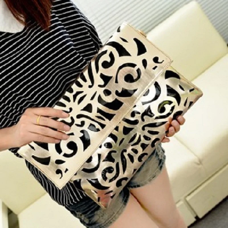 Популярные флуоресцентные Цвет выдалбливают Сумка-конверт для женщин