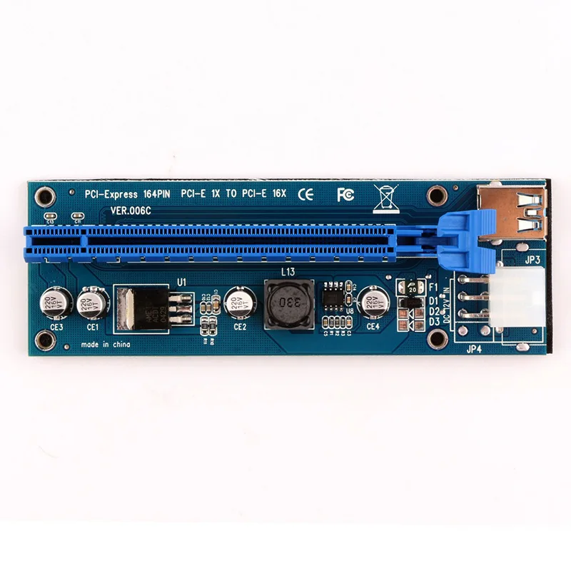 Ubit в наличии 6 шт./лот 1x до 16x Экспресс удлинитель Райзер карта USB 3 0 PCI e SATA 15pin 6pin