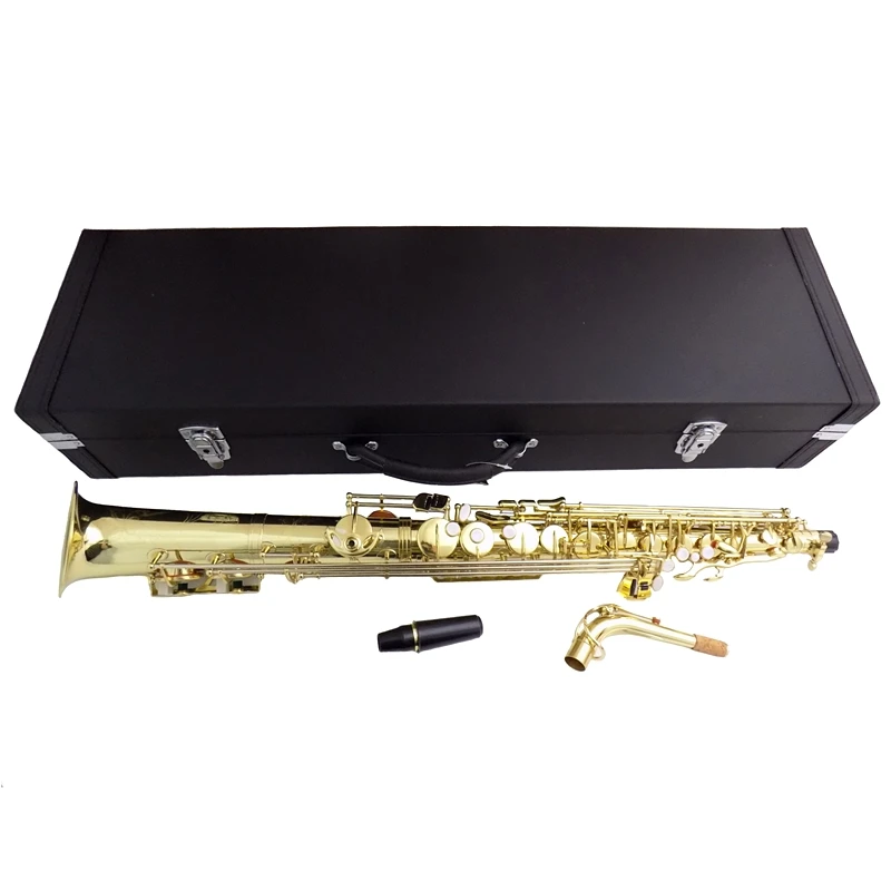 

Eb Straight Alto Sax with wood case Yellow brass saxophone Musical instruments professional
