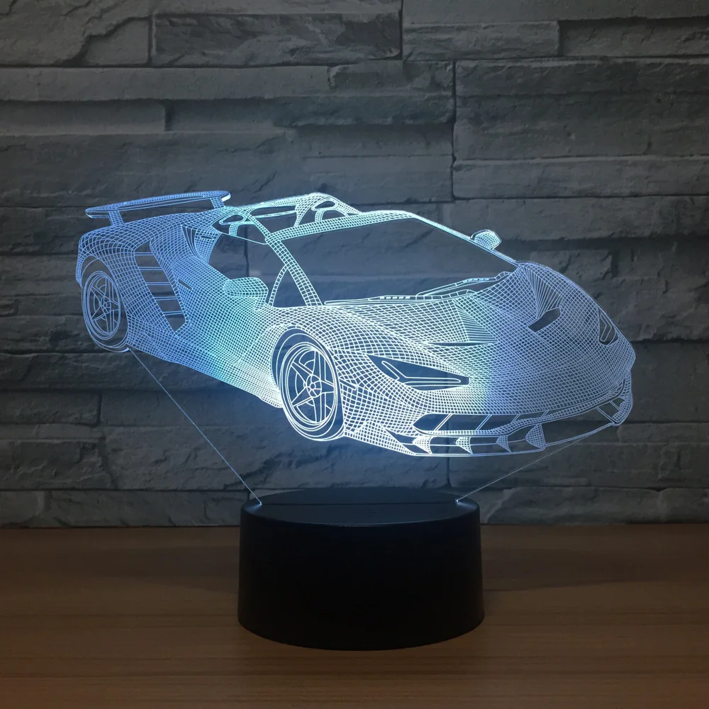 Kingchip ваш гоночный автомобиль 3D 7 цветов лампа визуальные Светодиодные ночные