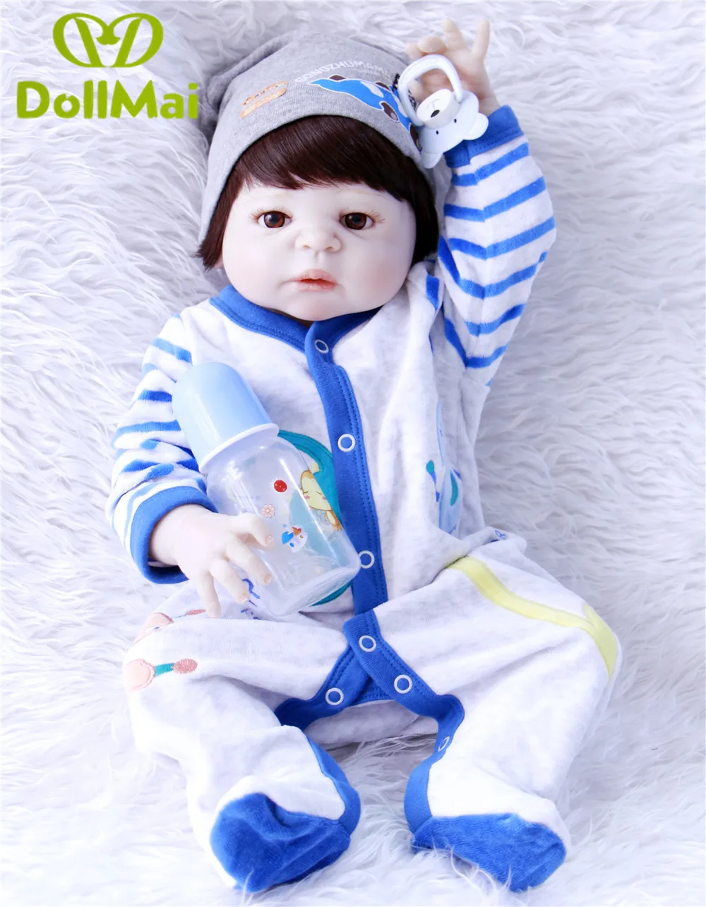 

DollMai 22" reborn babies dolls for child gift boy body boneca reborn silicone completa bebes reborn real true looking BJD doll