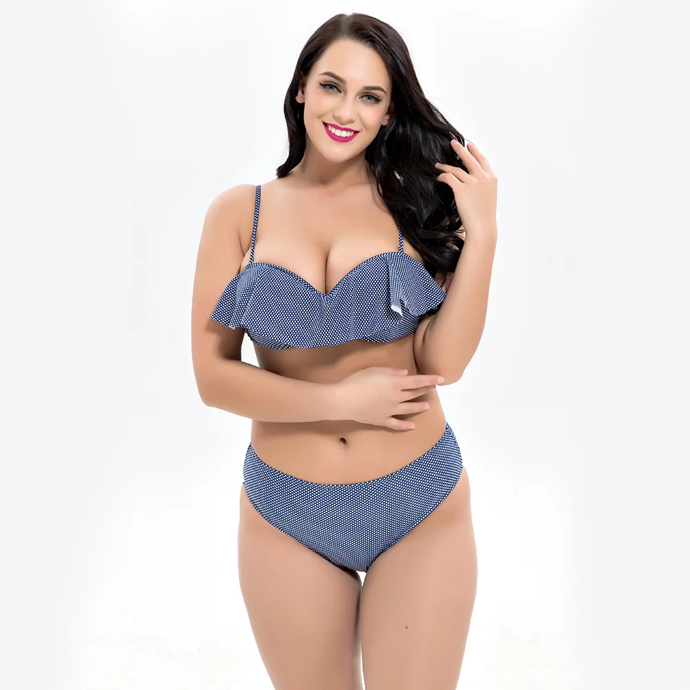 Купальный костюм в горошек размера плюс стиле ретро Лотос 2019 новый женский