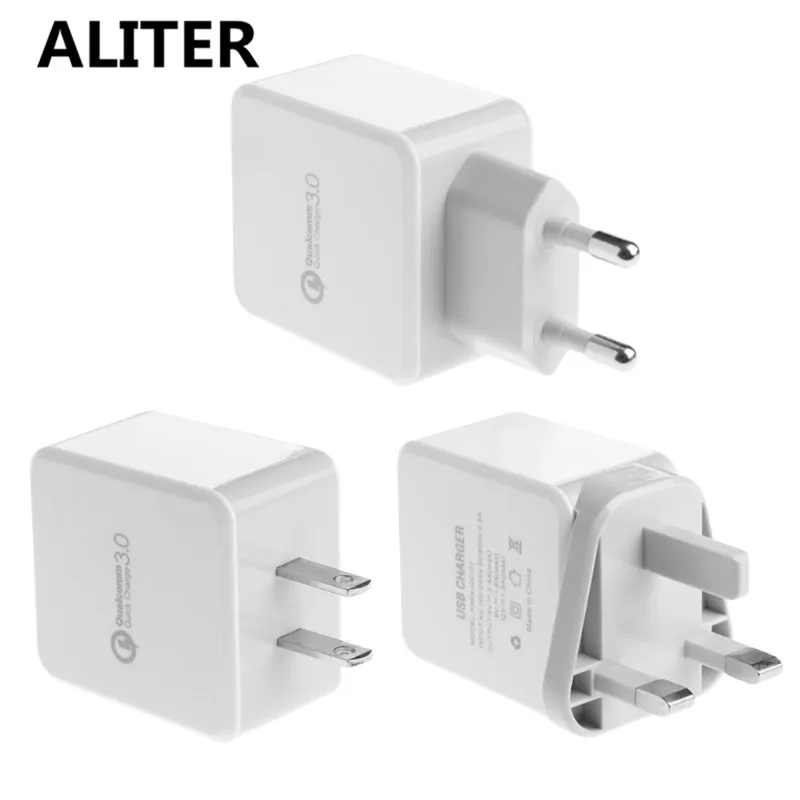 ALITER 5 В/9 В/12 V Быстрое зарядное устройство QC 3,0 один usb-хаб стены Зарядное устройство адаптер EU/US/UK штекер