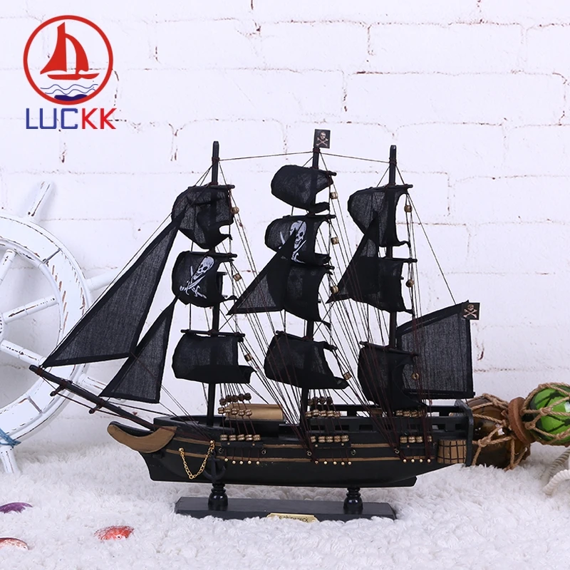 LUCKK 50 см деревянная Черная жемчужина статуэтка пиратского корабля украшение для