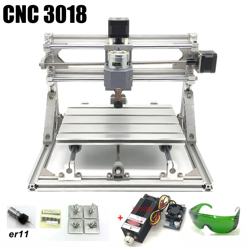 cnc3018 5500mw laser CNC 3018 ER11 GRBL управления Diy ЧПУ машина, 3 оси pcb фрезерный станок, древесины маршрутизатор лазерной гравировки, лучшие игрушки - Цвет: cnc3018 5500mw laser