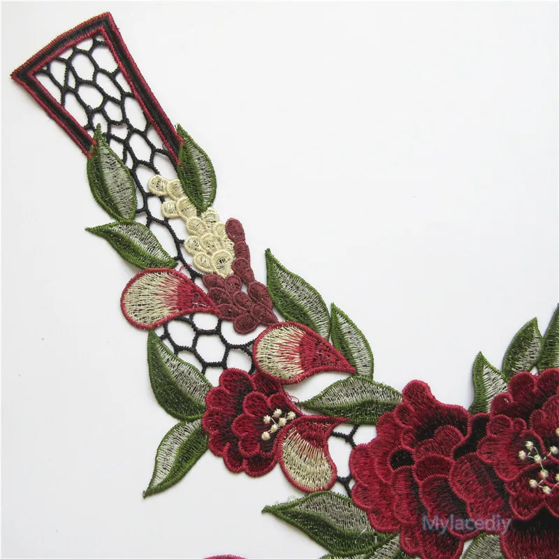 Кружевная вышивка воротник отделка патчи ткани розы аппликация для одежды
