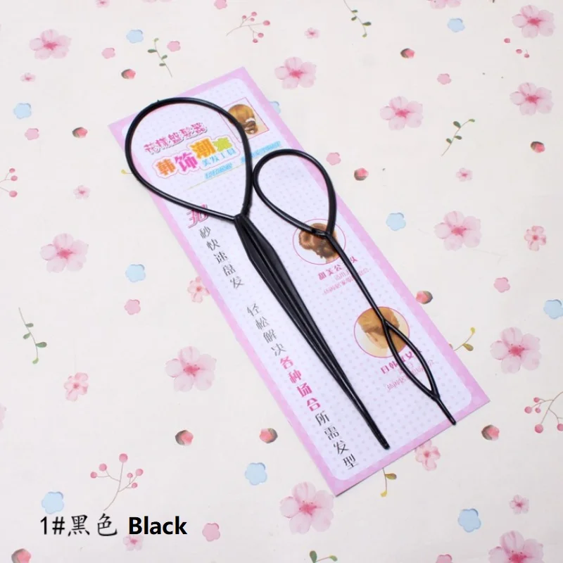 Black 2PCS/Set Hair Styling Braid Maker Tools Hair Accessories Style Design Pin Disk For Women Girls Kids DIY Pull Pin Nice Hair Style - Цвет: Black