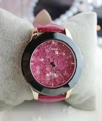 Rose red Горячая Новое поступление бренд Hongkong-Для женщин Стразы Часы австрийского хрусталя Керамика кожаный ремешок женское платье часы Прямая поставка - Цвет: Rose red