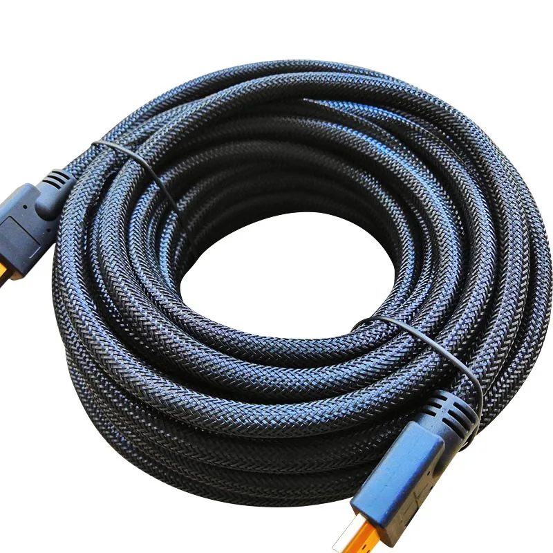 Nylon Braid black Lungfish длинный HDMI кабель 5 м 7,5 м 10 м 15 м 20 м кабель HDMI 1080 P 3D для сплиттера переключатель PS4 светодиодный ТВ коробка xbox проектор компьютер - Цвет: Nylon Braid black