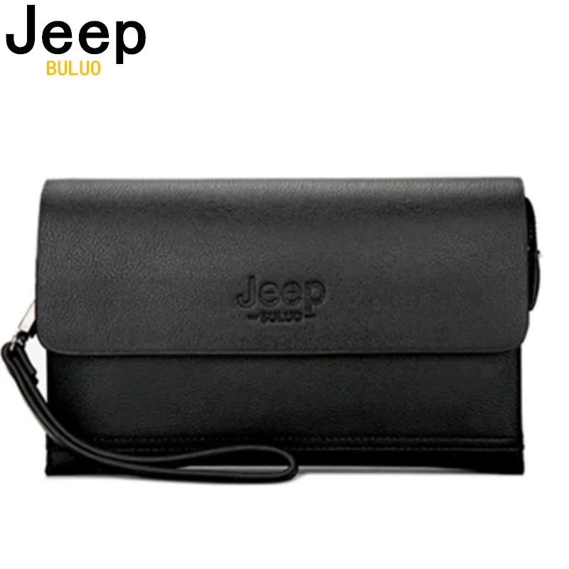 Мужская роскошная сумка клатч jeep buluo черная и коричневая деловая брендовый