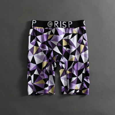 Purple 1 Трусы боксеры с принтом, мужские трусы, дышащее хлопковое длинное Мужское нижнее белье, фирменные боксеры, мужское нижнее белье, удлиненные шорты - Цвет: Purple 1