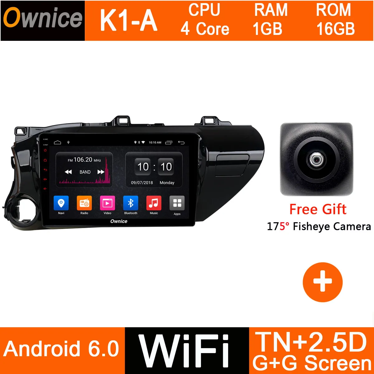 10," ips 8 ядерный 4 Гб ram+ 32 Гб rom Android 9,0 автомобильный dvd-плеер gps радио для Toyota Hilux DSP CarPlay мультимедиа - Цвет: K1-A