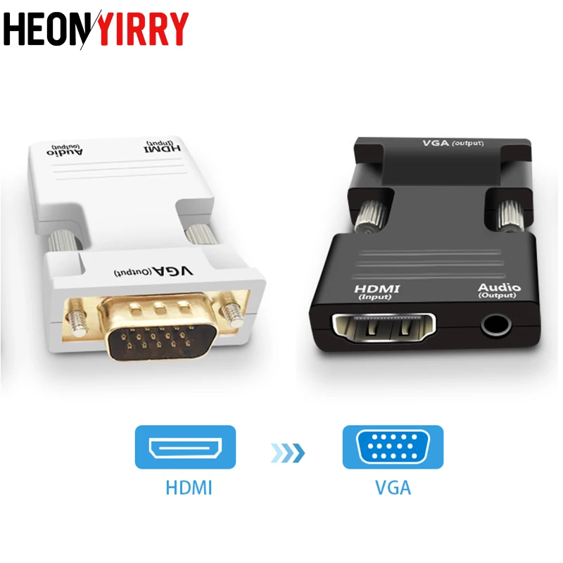 1080P HDMI к VGA адаптер папа к женскому цифро-аналоговые аудио и видео конвертер кабель для ПК ноутбук ТВ коробка проектор