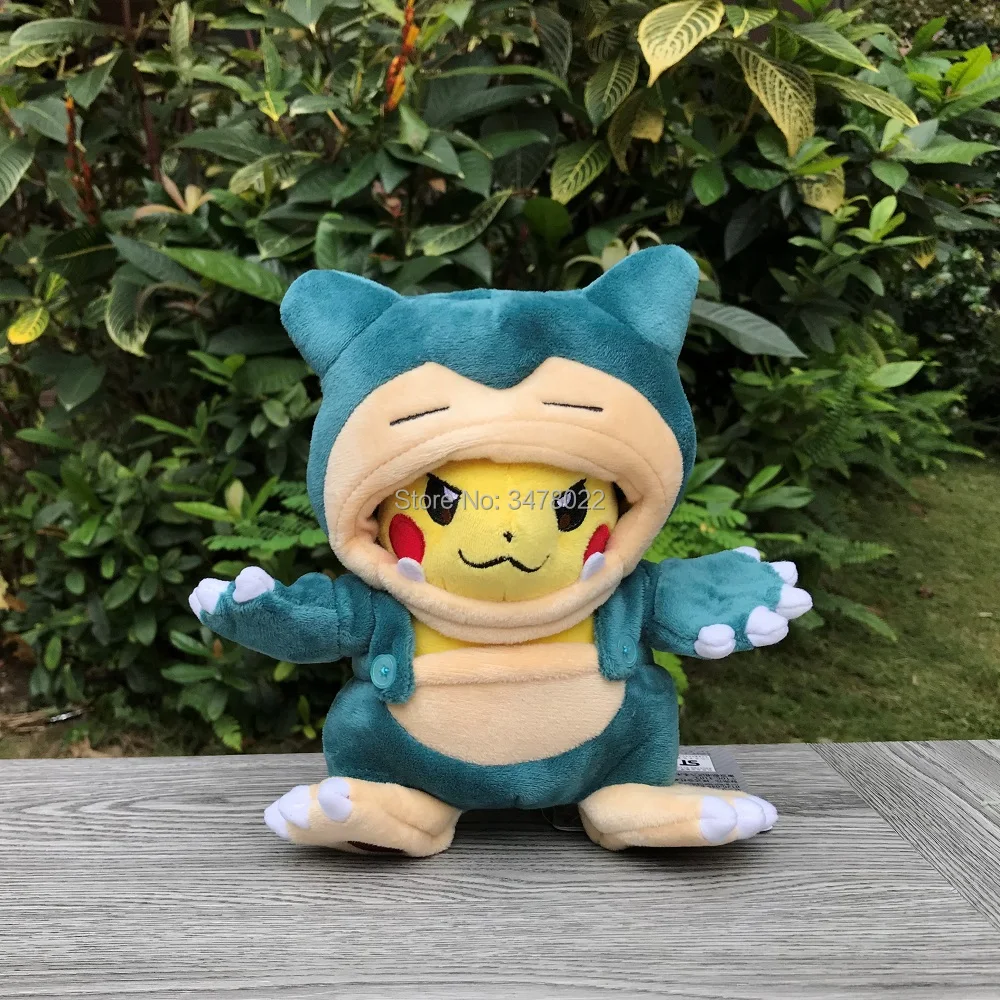 Прекрасный косплей плюшевый Пикачу Snorlax Kabigon набитый игрушечный плащ мультфильм куклы, детский подарок 8"