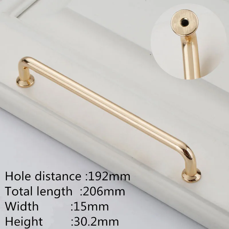 192mm KK& FING цинковый сплав золотая для шкафа ручки твердые ручки ящика кухонный шкаф дверные ручки для гардероба оборудование для обработки мебели - Цвет: 192mm