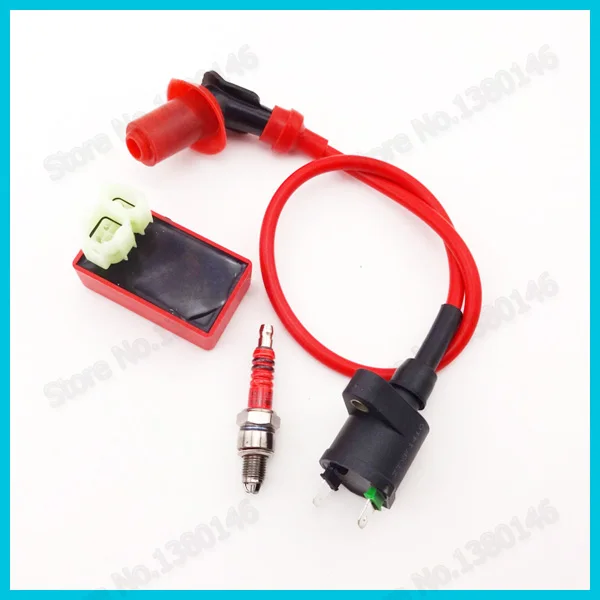 Красный 6 Pin Круглый AC CDI гоночный катушка зажигания коробка 3 электроды свечи A7TC