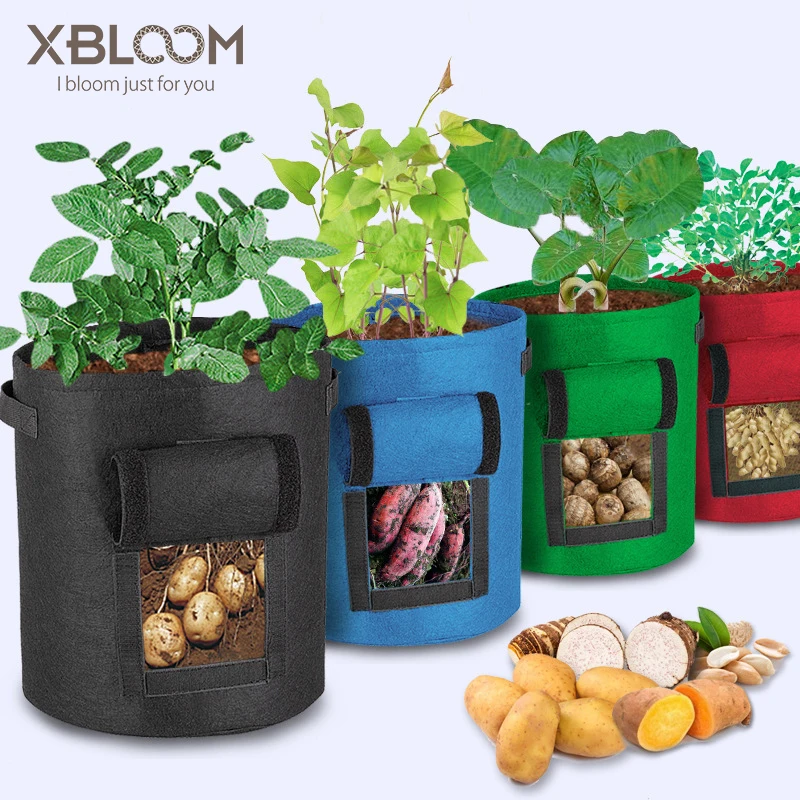 5-10 Gallon Fabric Grow Bags Breathable Pots Planter Root Pouch Container Plant Smart Pots with Handles Garden Supplies potatoes