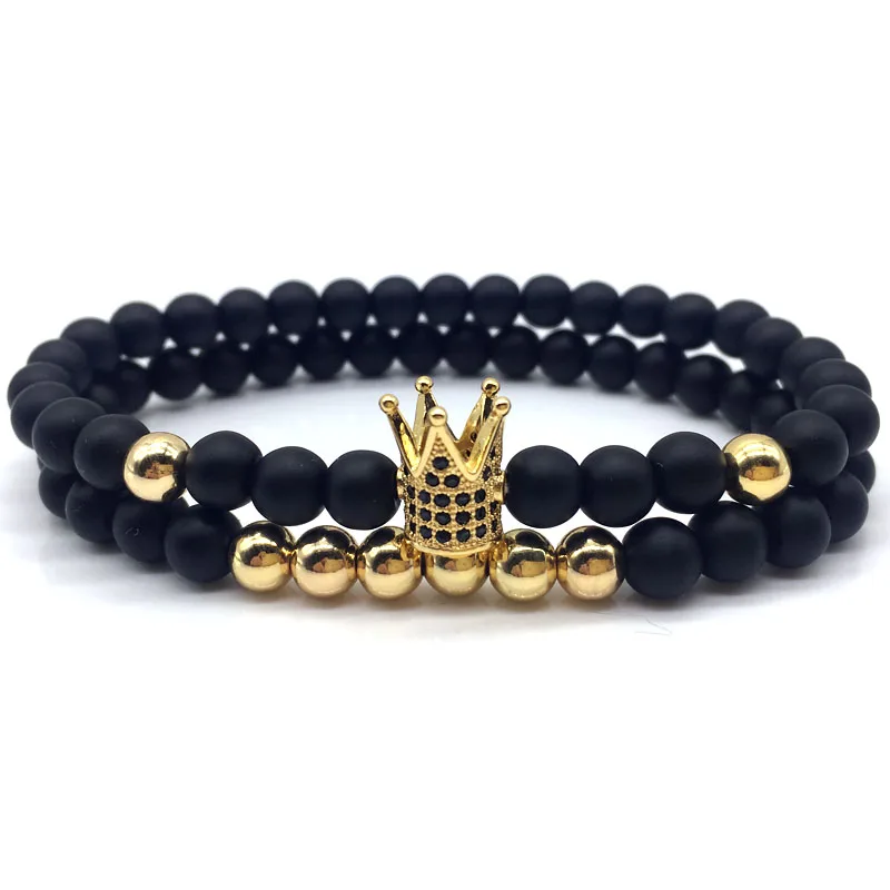2 шт./компл. браслет для пары мужчин женщин бижутерия амулет Корона 6 мм камень