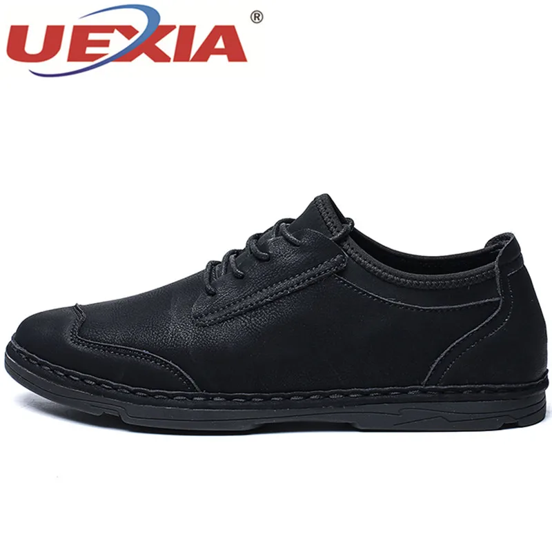 UEXIA Handmade Man Working Shoes Black Brown Riding Male Autumn Casual Rubber Sole Anti-slip Classic Footwear | Обувь