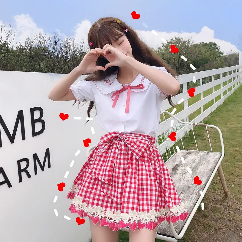 Мягкие японские игрушки Лолита Kawaii Короткая юбка для девочек подростков Винтаж