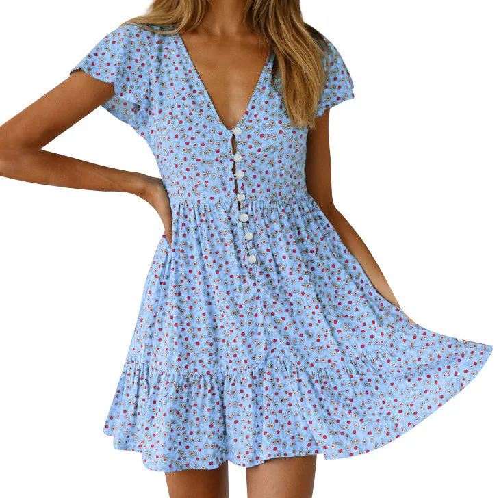 SAGACE женское богемное платье цветочное летнее вечернее пляжное Короткое мини