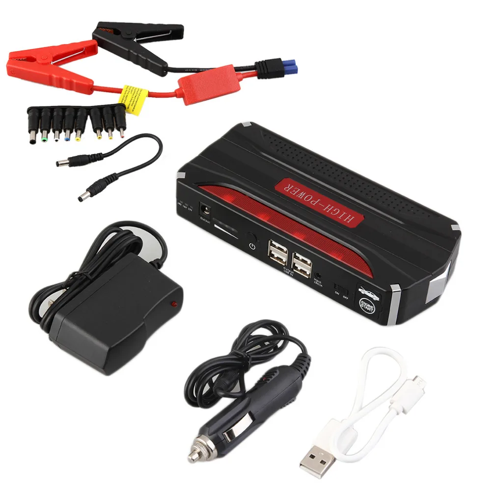 Многофункциональный 68800mAH 12V 4 USB портативный мини-автомобильный пусковой Аккумулятор для аварийного запуска аккумуляторной батареи