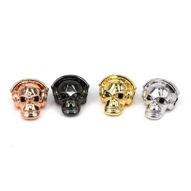 

Micro Pave Bead CZ Bead Clear Cubic Zircon black eyes skull beads Men Bracelet Charms Pave Beads Bracelet Charms