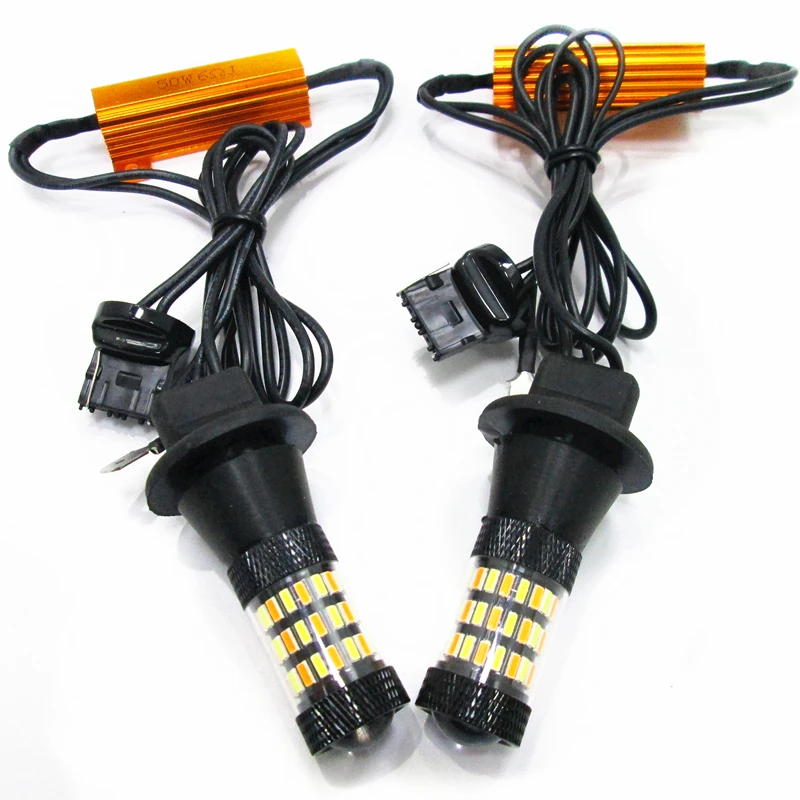 2x T20 WY21W 7440 For Mitsubishi Pajero 4 car accessories daytime running lights with turn signal light DRL auto led bulbs | Автомобили и