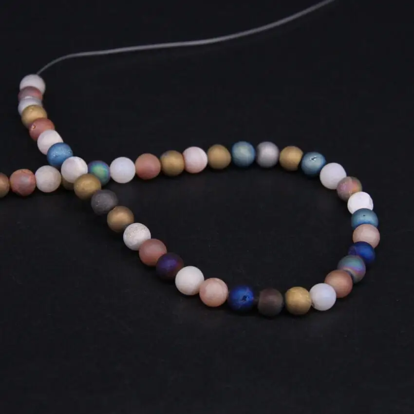 3Strand/Lot 8-12mm Titanium Colour Mixture Natural Agates Drusy Geode Round Beads Wholesale DIY Necklace Bracelet Jewelry Making | Украшения
