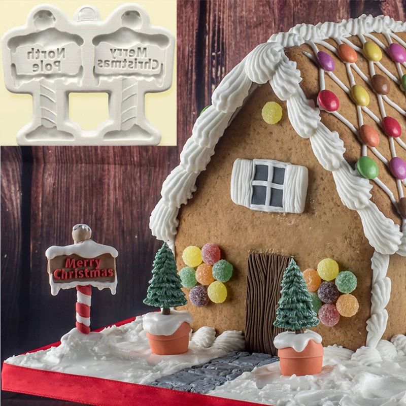 Рождественская дорожная вывеска силиконовые формы для помадки инструменты