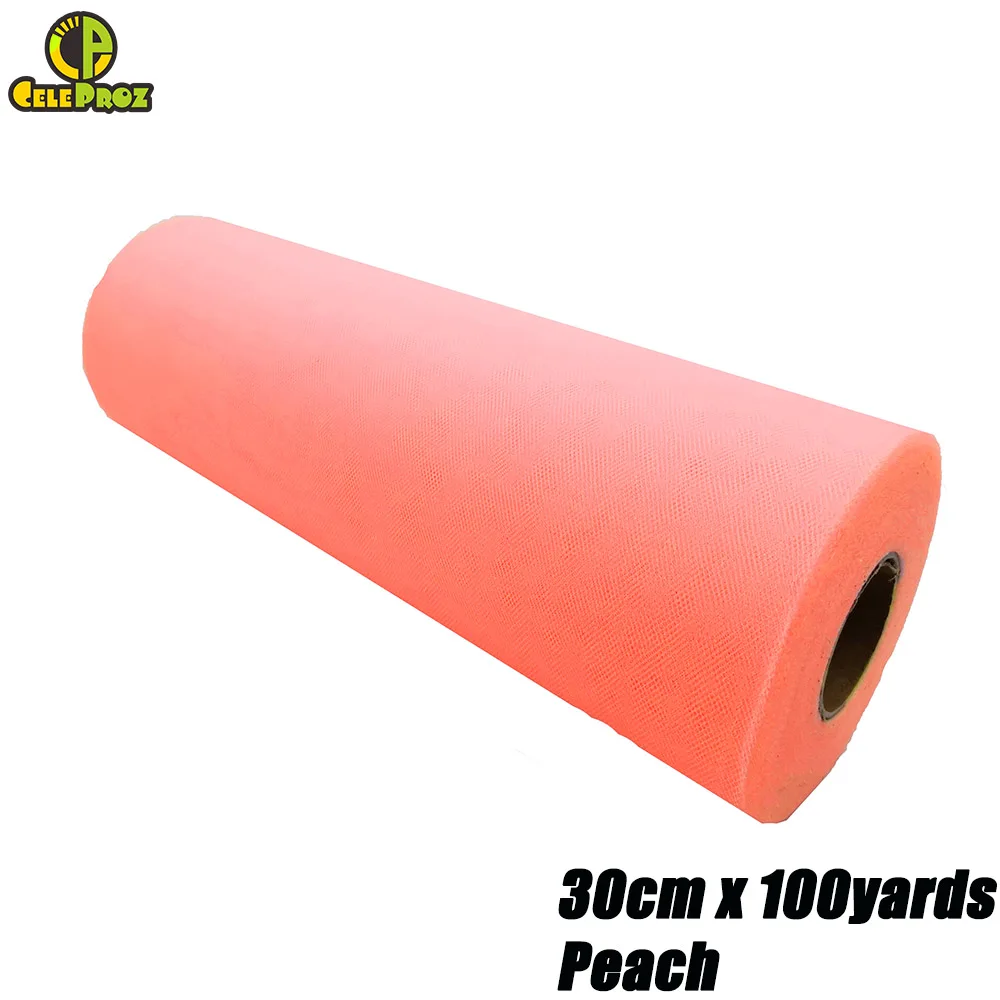 30cm Peach 30 см 100 ярдов белый тюль рулон Тюль органза Ткань DIY открытый свадьба день рождения Alise Runner центральные украшения принадлежности - Цвет: 30cm Peach