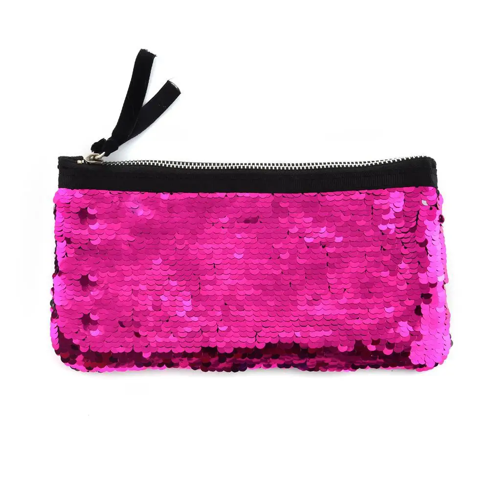 Школьный пенал для мальчиков и девочек Kawaii милые Русалка уголовного Pencilcase блесток нескольких макияж мешок ручки канцелярские сумка штрафы - Цвет: Rose Red and Sliver