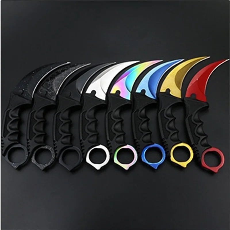 Нож Karambit с фиксированным лезвием, тактический охотничий Радужный нож для выживания, ножи для кемпинга с тигром