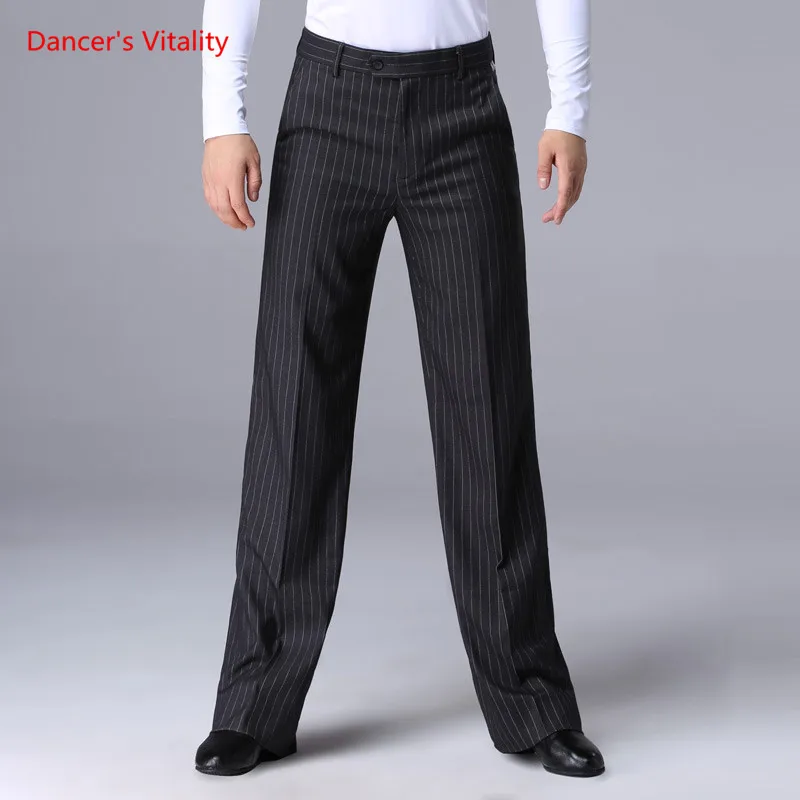 

Professional Ballroom Dance Pants Adult Men's Stripe Wide-leg Trousers Latin Dance Trousers Ballroom Waltz Tango Dance Clothes